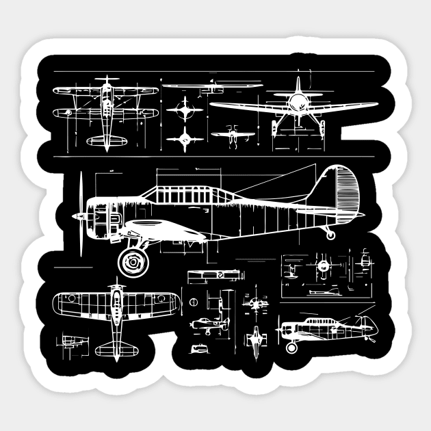 plane blueprint Sticker by lkn